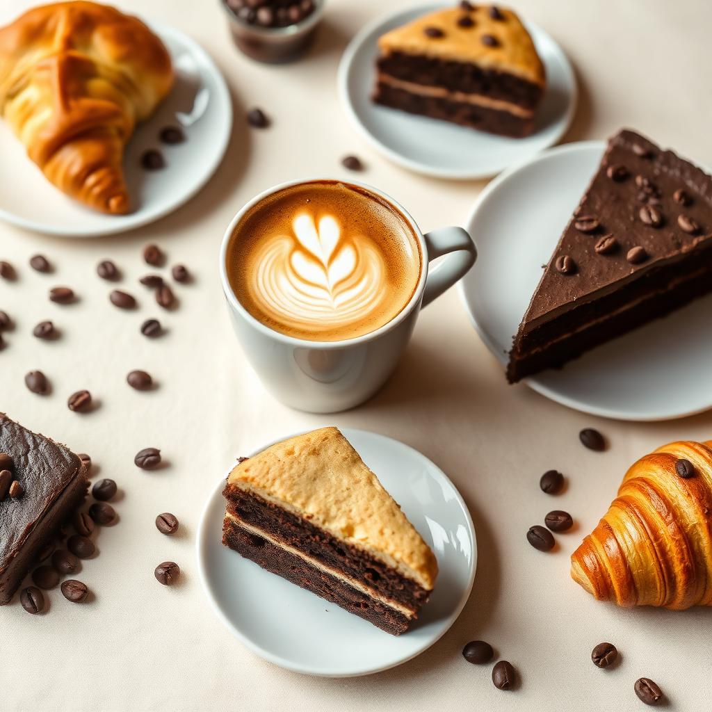 Coffee, cake and pastries spread